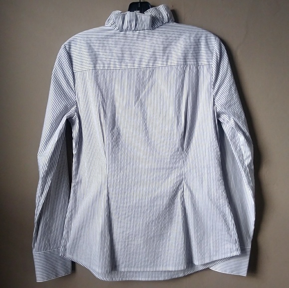 WHBM White Striped Ruffle Collar Blouse Size SMALL - Picture 3 of 6